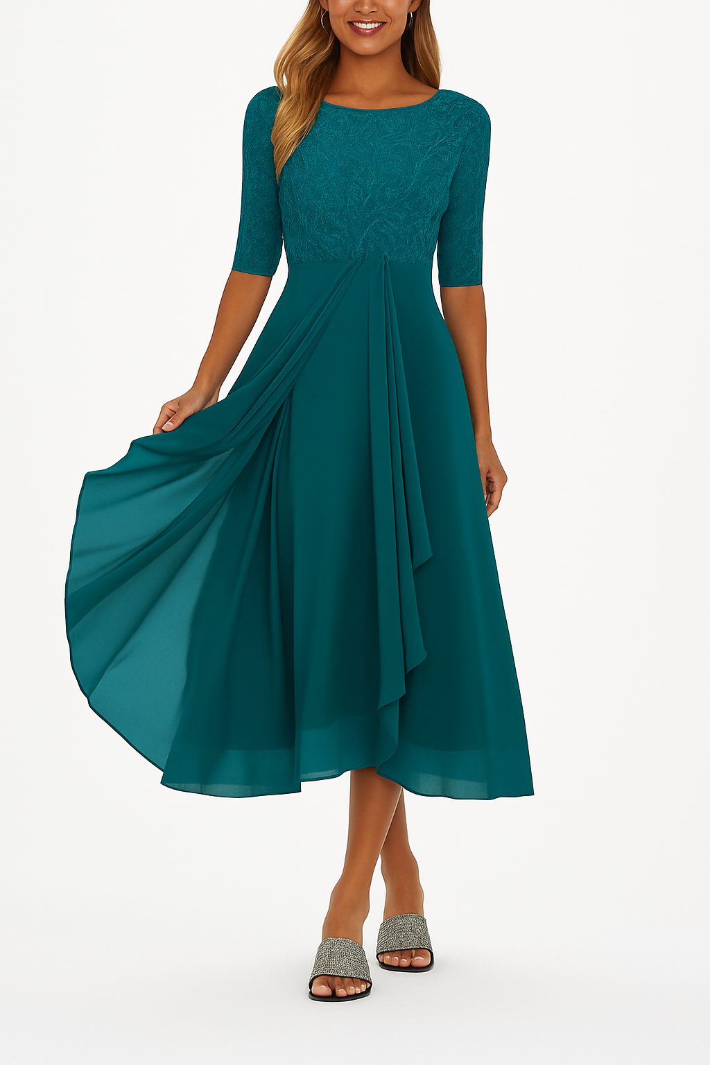Robe Midi Évasée en Dentelle pour Femme | Idéale pour le Quotidien