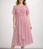 Robe Midi Dentelle et Chiffon pour Femmes