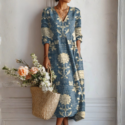 Robe Longue Imprimée en Polyester pour Femmes