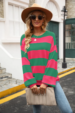 Pull-over en maille avec rayures pour Femme
