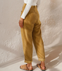 Pantalon Taille Haute en Velours Côtelé Coupe Carotte pour Femme