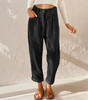 Pantalon Taille Haute en Velours Côtelé Coupe Carotte pour Femme