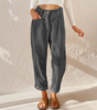 Pantalon Taille Haute en Velours Côtelé Coupe Carotte pour Femme