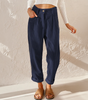 Pantalon Taille Haute en Velours Côtelé Coupe Carotte pour Femme