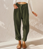 Pantalon Taille Haute en Velours Côtelé Coupe Carotte pour Femme