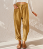 Pantalon Taille Haute en Velours Côtelé Coupe Carotte pour Femme