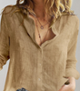 Chemise en Lin Décontractée à Manches Longues pour Femmes