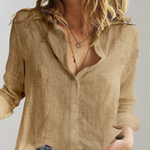 Chemise en Lin Décontractée à Manches Longues pour Femmes