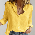 Chemise en Lin Décontractée à Manches Longues pour Femmes