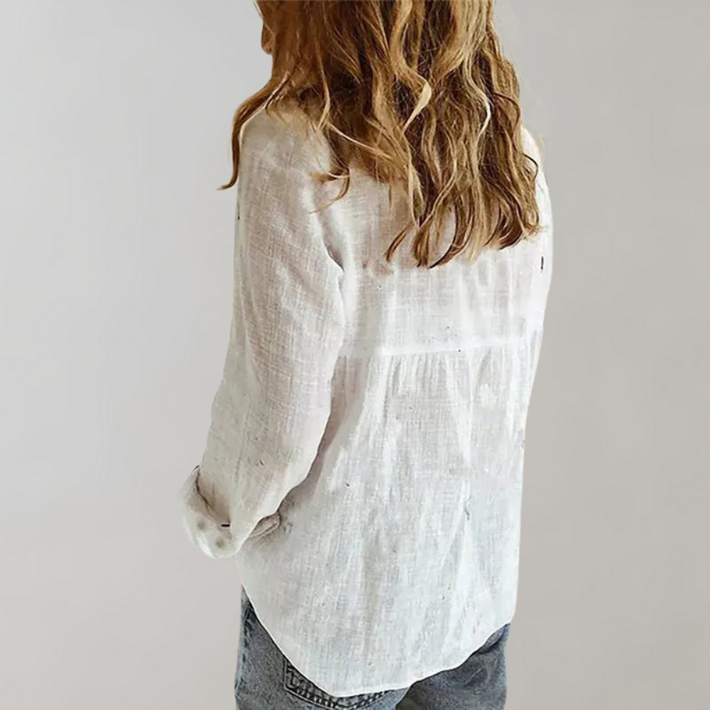 Chemise en Lin Décontractée à Manches Longues pour Femmes