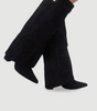 Bottes Élégantes en Suède Noir avec Détails Dorés pour Femmes