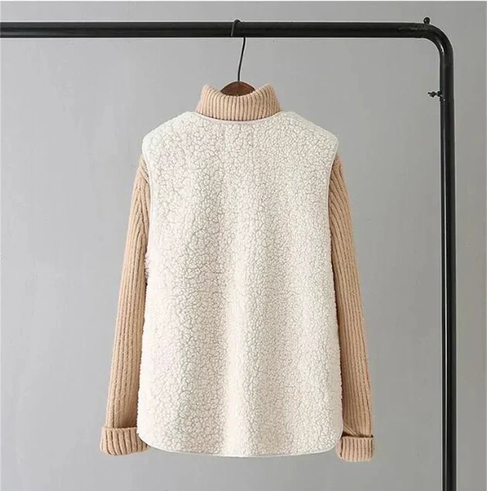 Gilet Sans Manches en Sherpa Effet Mouton pour Femme