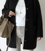 Cardigan Long Oversize en Maille à Col Rond pour Femme