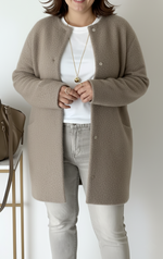 Cardigan Long Oversize en Maille à Col Rond pour Femme