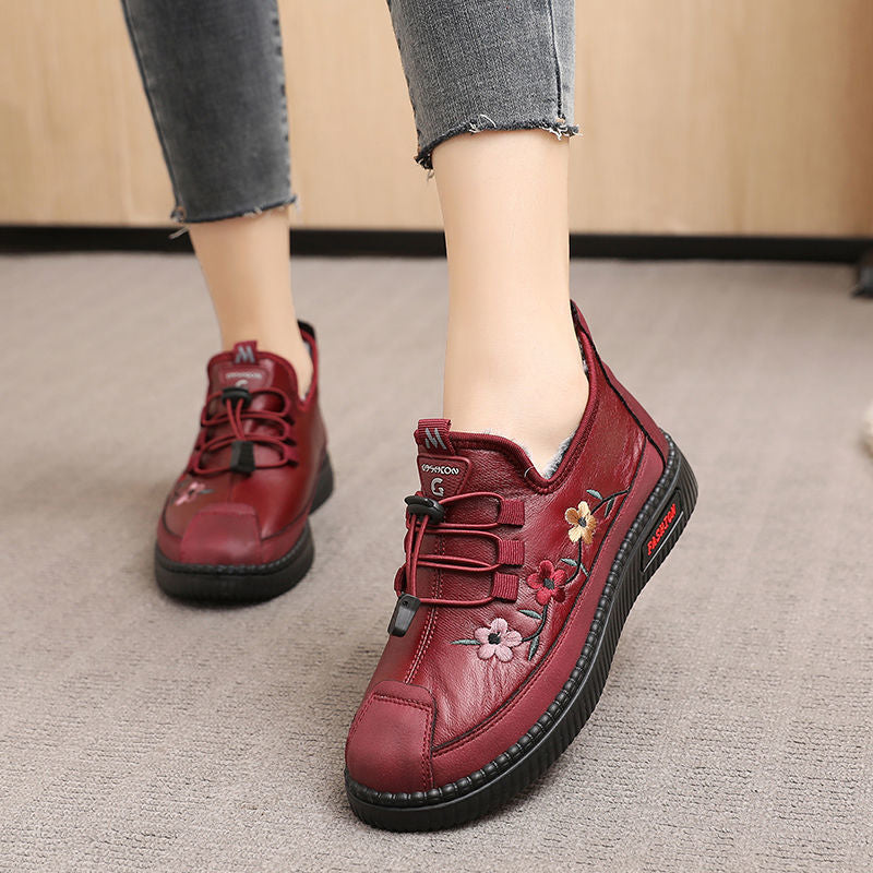 Basket Fourrée à Lacets Élastiques en Similicuir pour Femme