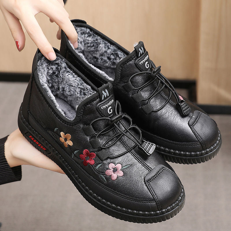 Basket Fourrée à Lacets Élastiques en Similicuir pour Femme