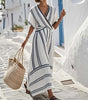 Robe Longue Plissée à Manches Courtes pour Femmes