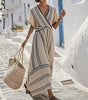 Robe Longue Plissée à Manches Courtes pour Femmes