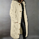 Gilet Long à Capuche en Grosse Maille pour Femme