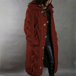 Gilet Long à Capuche en Grosse Maille pour Femme