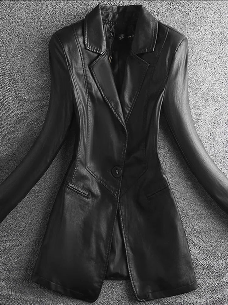 Blazer en Cuir Élégant pour Femme