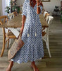 Robe Longue à Imprimé Géométrique et Manches Lanternes pour Femmes