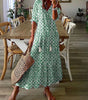 Robe Longue à Imprimé Géométrique et Manches Lanternes pour Femmes