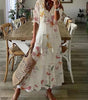 Robe Longue à Imprimé Géométrique et Manches Lanternes pour Femmes