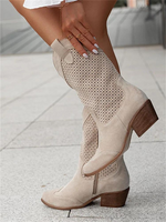 Bottine Santiag Haute en Daim pour Femme