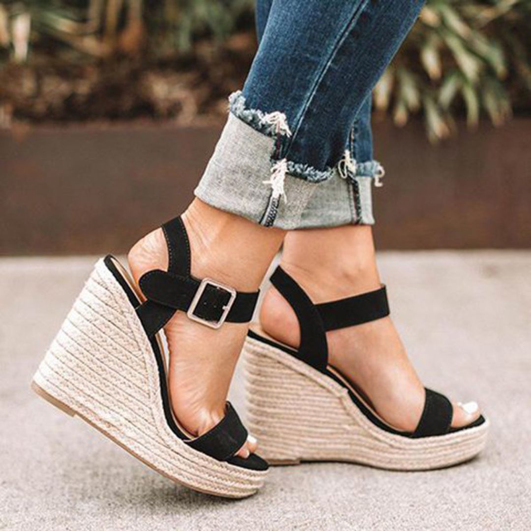 Sandales Compensées avec Bride Boucle pour Femmes