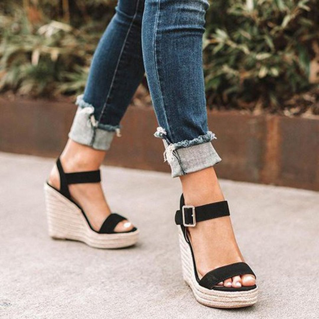Sandales Compensées avec Bride Boucle pour Femmes