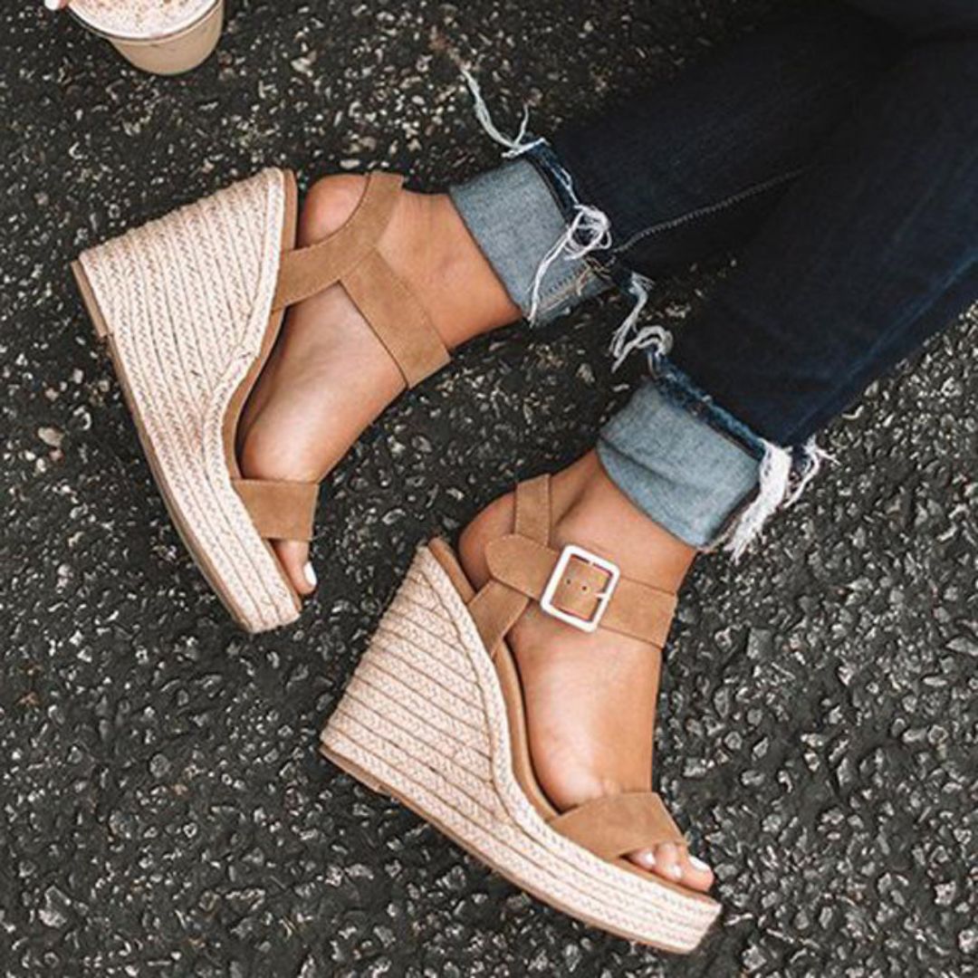 Sandales Compensées avec Bride Boucle pour Femmes