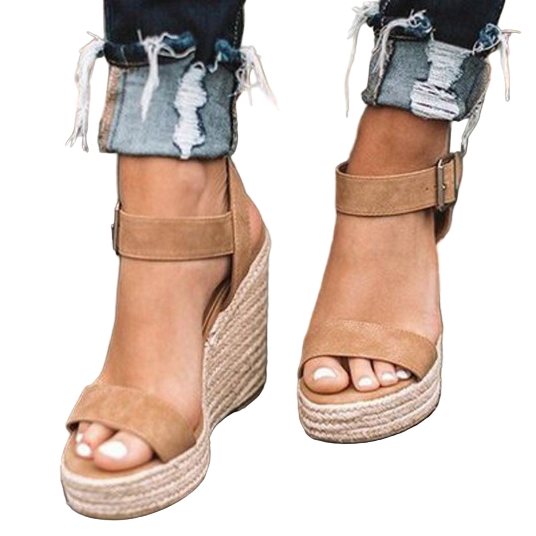 Sandales Compensées avec Bride Boucle pour Femmes