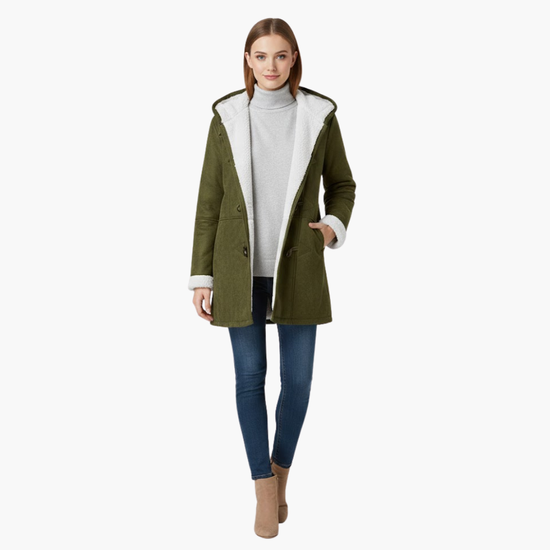 Manteau Grande Taille pour Femmes avec Poches et Fermeture Boucle