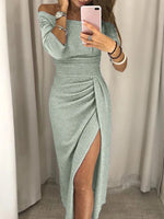 Robe Midi Brillante Épaules Dénudées pour Femme | Idéale pour les Sorties