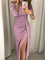 Robe Midi Brillante Épaules Dénudées pour Femme | Idéale pour les Sorties