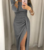 Robe Midi Brillante Épaules Dénudées pour Femme | Idéale pour les Sorties
