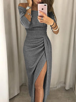 Robe Midi Brillante Épaules Dénudées pour Femme | Idéale pour les Sorties