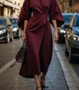 Robe Midi Élégante à Manches Ballon pour Femmes