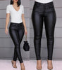 Pantalon Taille Haute en Simili Cuir Coupe Slim pour Femme