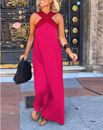Robe Longue à Bretelles Croisées pour Femmes