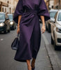 Robe Midi Élégante à Manches Ballon pour Femmes
