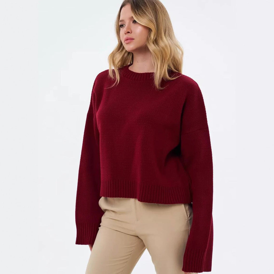 Pull Oversize à Col Montant Côtelé pour Femme