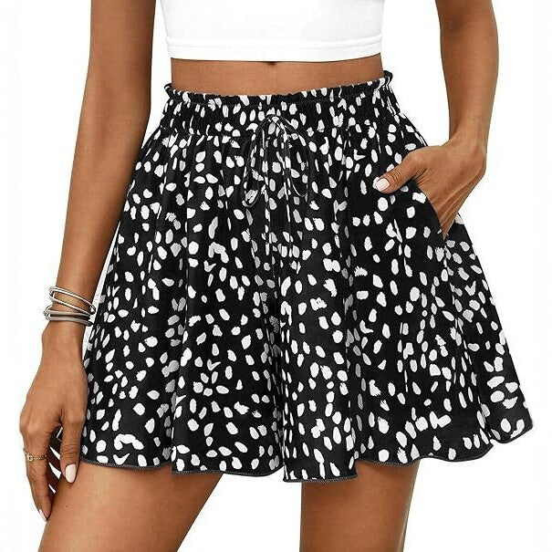 Short Ample à Pois avec Taille Élastique pour Femme | Idéal pour l'Été