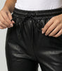 Pantalon Cargo en Simili Cuir à Taille Élastique pour Femme