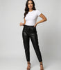 Pantalon Cargo en Simili Cuir à Taille Élastique pour Femme