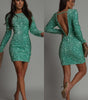 Mini robe à paillettes à manches longues pour femmes