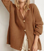 Cardigan Oversize Femme à Manches Longues et Col V avec Boutons
