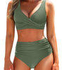 Bikini à Taille Haute avec Haut Ajusté pour Femme