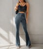 Pantalon en Velours Côtelé Taille Haute et Coupe Flare pour Femme